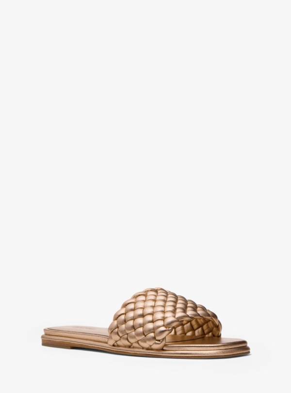 Damske Slapky Michael Kors Amelia Metallic Braided Zlate - Topanky Michael Kors Slevy | EQTZO-6247